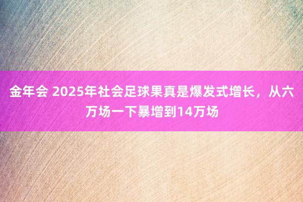 金年会 2025年社会足球果真是爆发式增长，从六万场一下暴增到14万场
