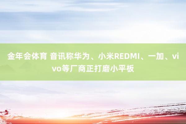 金年会体育 音讯称华为、小米REDMI、一加、vivo等厂商正打磨小平板