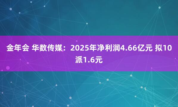 金年会 华数传媒：2025年净利润4.66亿元 拟10派1.6元