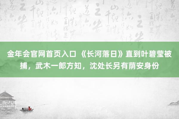 金年会官网首页入口 《长河落日》直到叶碧莹被捕，武木一郎方知，沈处长另有荫安身份