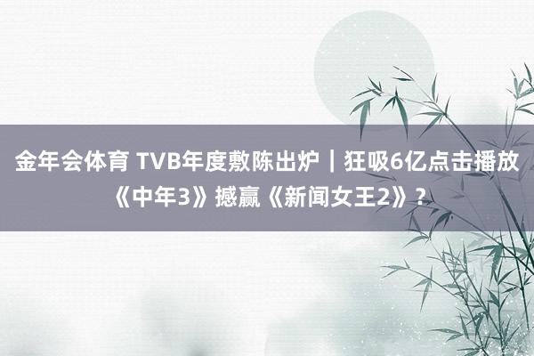 金年会体育 TVB年度敷陈出炉｜狂吸6亿点击播放《中年3》撼赢《新闻女王2》？