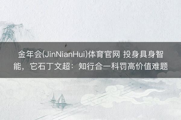 金年会(JinNianHui)体育官网 投身具身智能，它石丁文超：知行合一科罚高价值难题