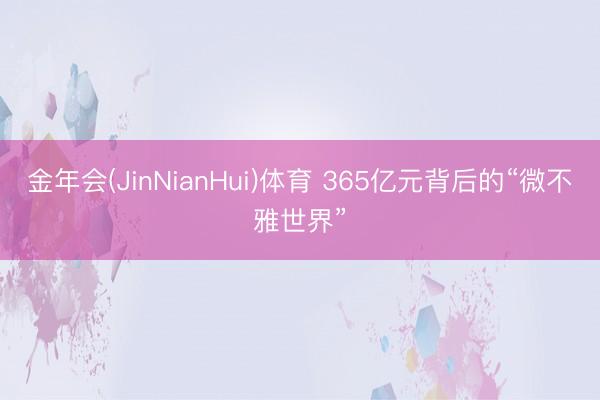 金年会(JinNianHui)体育 365亿元背后的“微不雅世界”