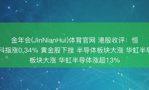 金年会(JinNianHui)体育官网 港股收评：恒指跌0.57% 科指涨0.34% 黄金股下挫 半导体板块大涨 华虹半导体涨超13%