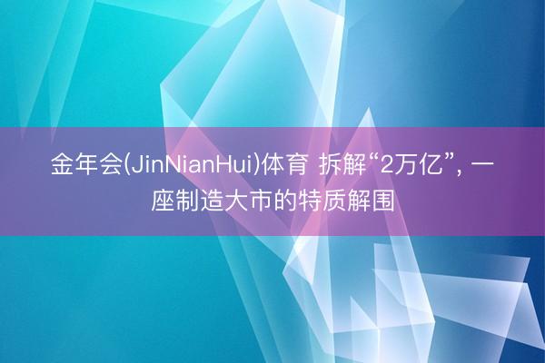 金年会(JinNianHui)体育 拆解“2万亿”， 一座制造大市的特质解围
