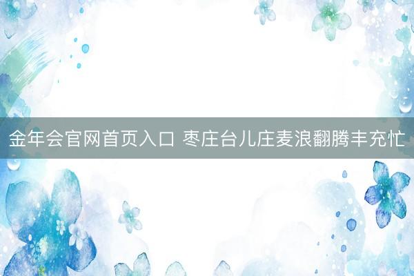 金年会官网首页入口 枣庄台儿庄麦浪翻腾丰充忙