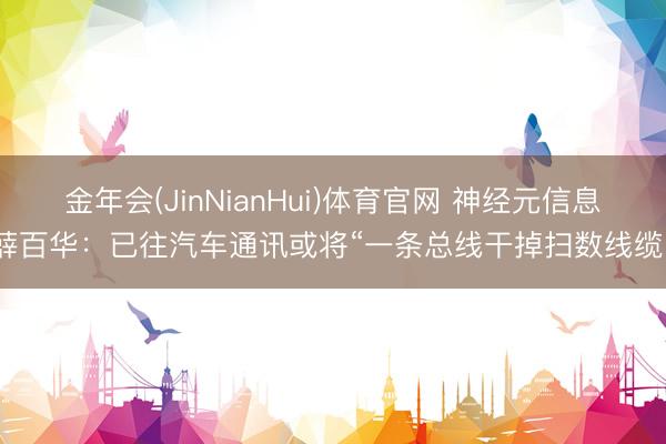 金年会(JinNianHui)体育官网 神经元信息薛百华：已往汽车通讯或将“一条总线干掉扫数线缆”
